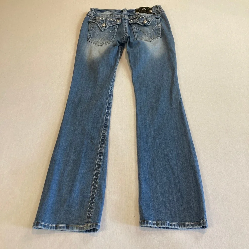 Miss Me Bootcut Jeans 29 (28x31.5) Medium Wash Embellished Distressed JW5180B12